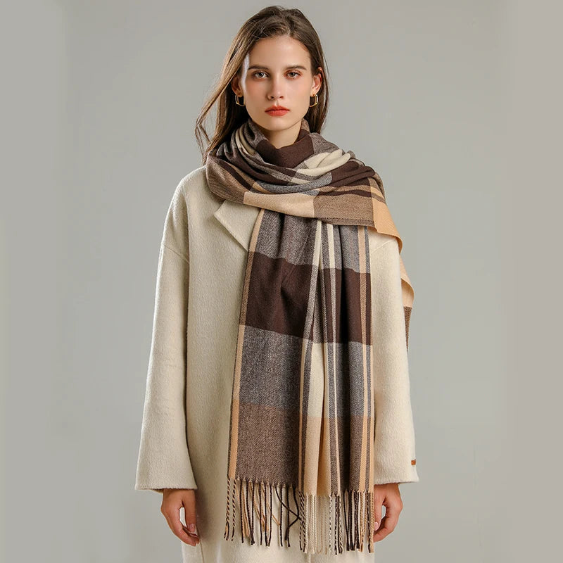 Warm Cashmere Scarf Plaid Pashmina