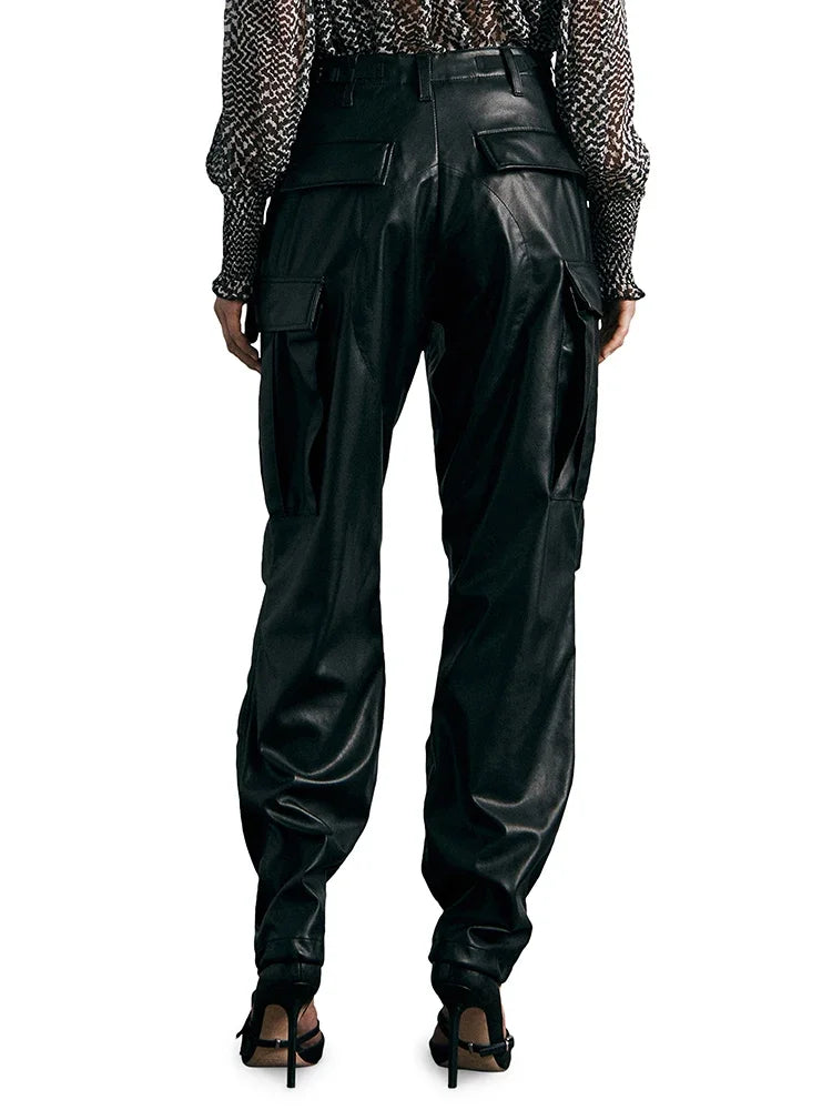 Long Black Leather Pants