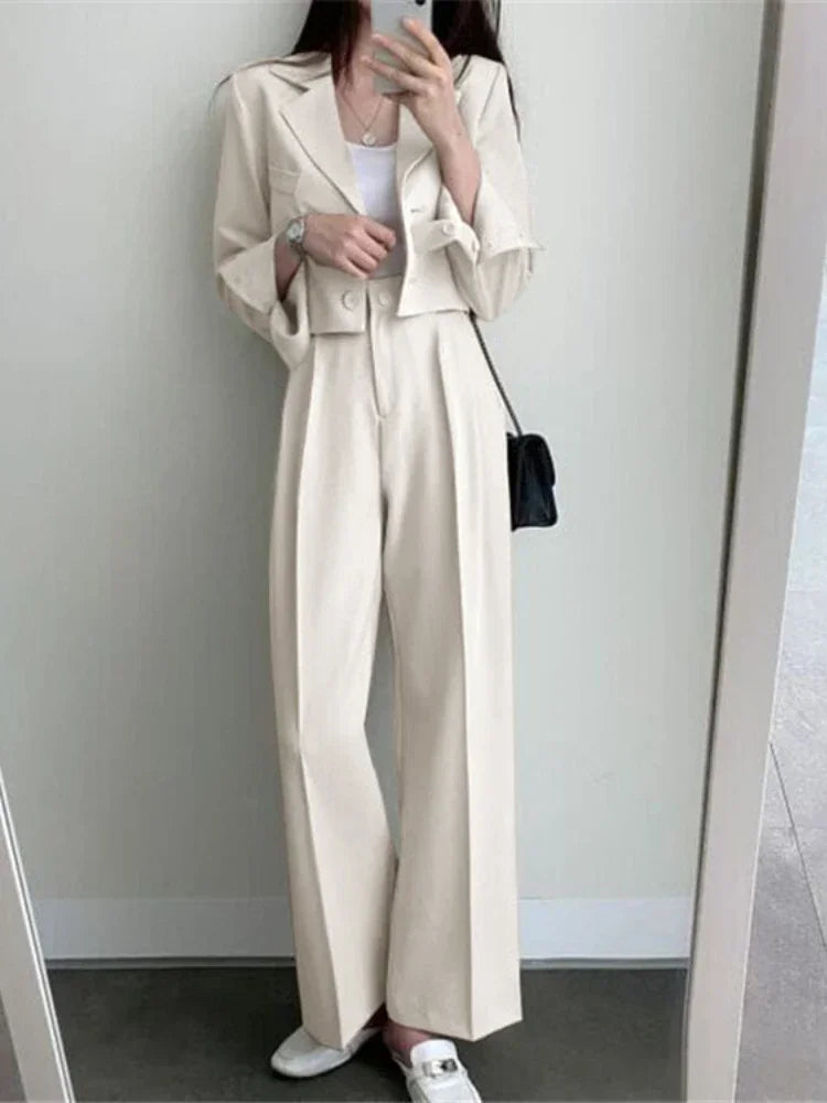Pants Set Womens Casual Short Blazer Two Piece Sets
