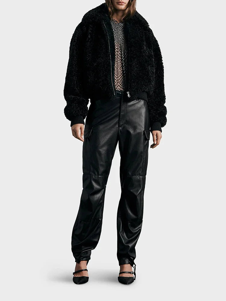Long Black Leather Pants