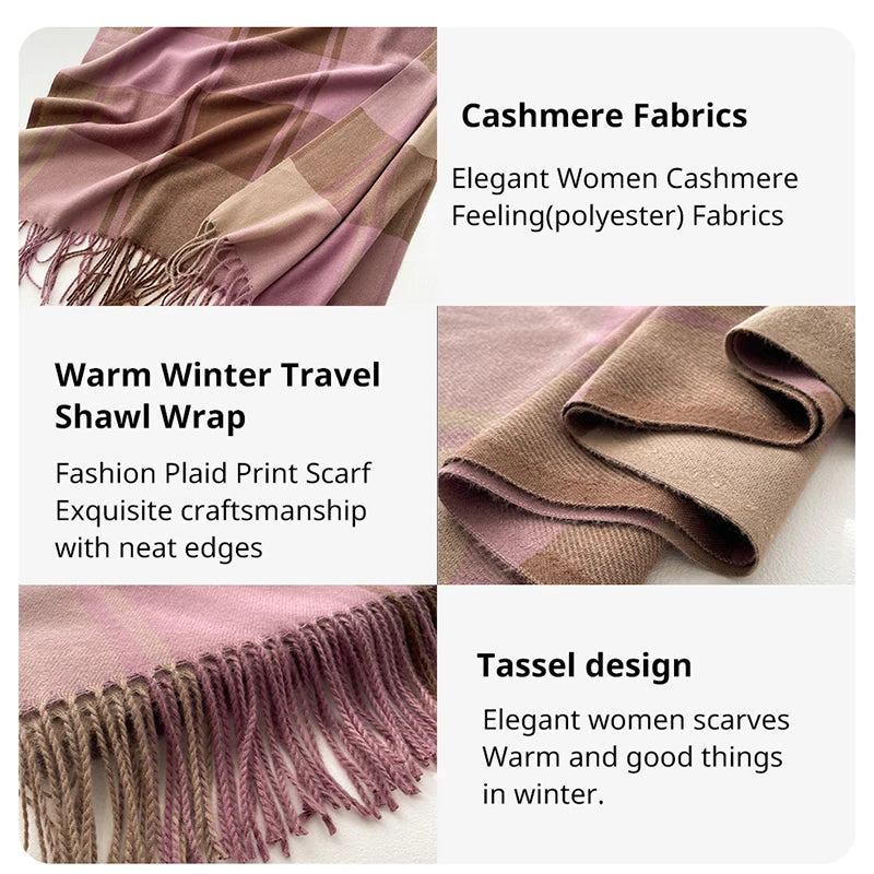 Warm Cashmere Scarf Plaid Pashmina