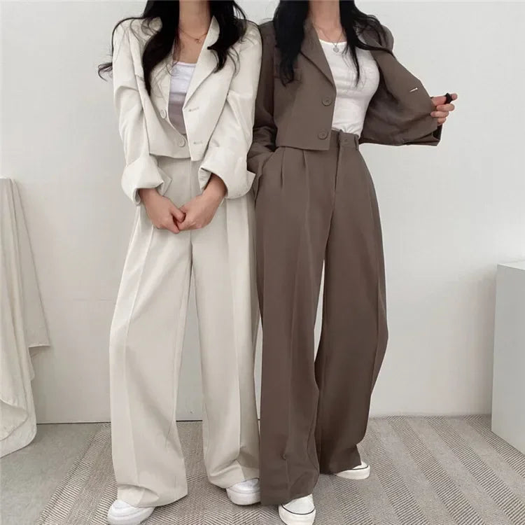 Pants Set Womens Casual Short Blazer Two Piece Sets