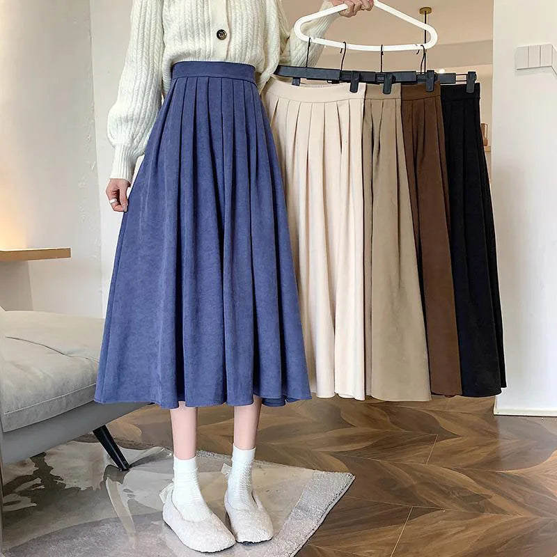 Vintage High Waist Pleated Skirt Women