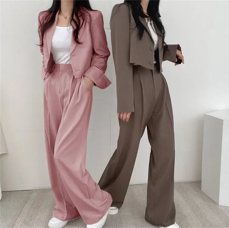 Pants Set Womens Casual Short Blazer Two Piece Sets