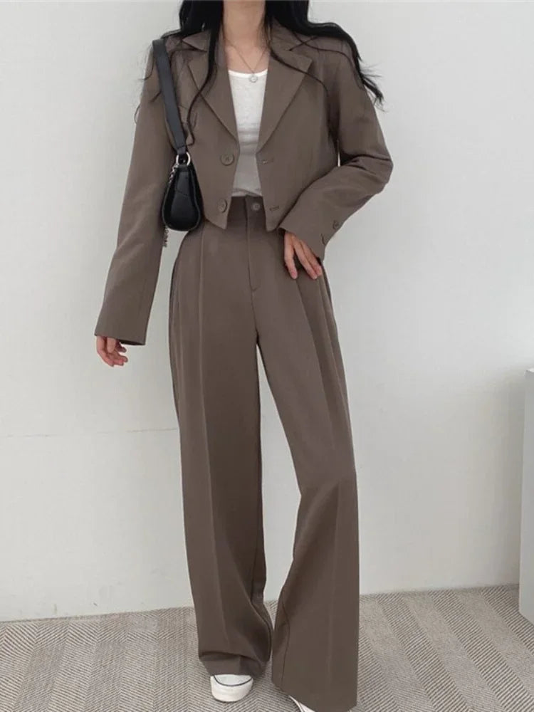 Pants Set Womens Casual Short Blazer Two Piece Sets