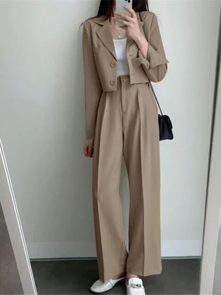 Pants Set Womens Casual Short Blazer Two Piece Sets